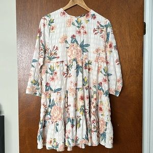 Zara Floral Mini Dress - White and Pink